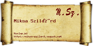 Miksa Szilárd névjegykártya